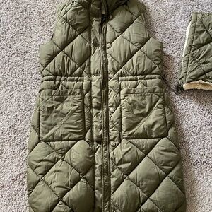 Lucky Brand Olive Green Quilted LONG VEST